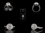 Vintage Platinum 1.85ct Diamond Art Deco Halo Ring 