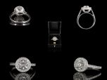 Vintage Platinum 1.85ct Diamond Art Deco Halo Ring