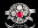 Vintage Platinum Ruby & Diamond Art Deco Ring