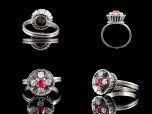 Vintage Platinum Ruby & Diamond Art Deco Ring All Angles