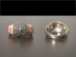 Vintage Silver Marcasite & Rose Quartz Art Deco Ring