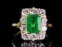 Vintage 18ct Yellow Gold Emerald & Diamond Art Deco Ring Thumbnail