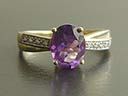 Vintage 9ct Gold Amethyst & Diamond Ring