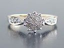 Vintage 9ct Gold .20CT Diamond Cluster Ring