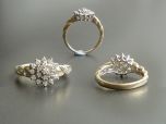 Vintage 9ct Yellow Gold Diamond Cluster Ring
