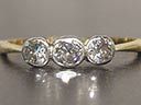 Vintage 18ct Gold & Diamond Art Deco Trilogy Ring