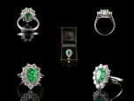 Vintage 18ct W/Gold Emerald & Diamond Cluster Ring