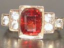 Vintage 9ct Rose Gold Diamond & Garnet Art Deco Ring