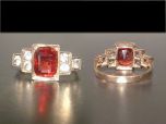 Vintage 9ct Rose Gold Diamond & Garnet Art Deco Ring