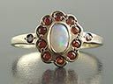 Vintage 18ct Gold Opal & Garnet Cluster Ring 