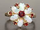 Vintage 9ct Gold Opal & Garnet Flower Ring