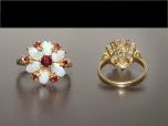 Vintage 9ct Gold Opal & Garnet Flower Ring