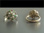 Vintage 9ct Turquoise & Pearl Flower Ring