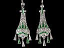 Vintage Platinum Emerald & Diamond Art Deco Earrings